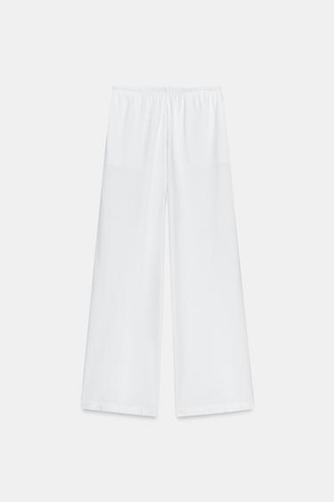 STRAIGHT LEG COTTON TROUSERS - White by Zara - Image 0