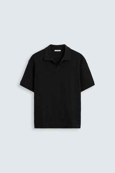 VERTICAL TEXTURED POLO SHIRT - Black by Zara