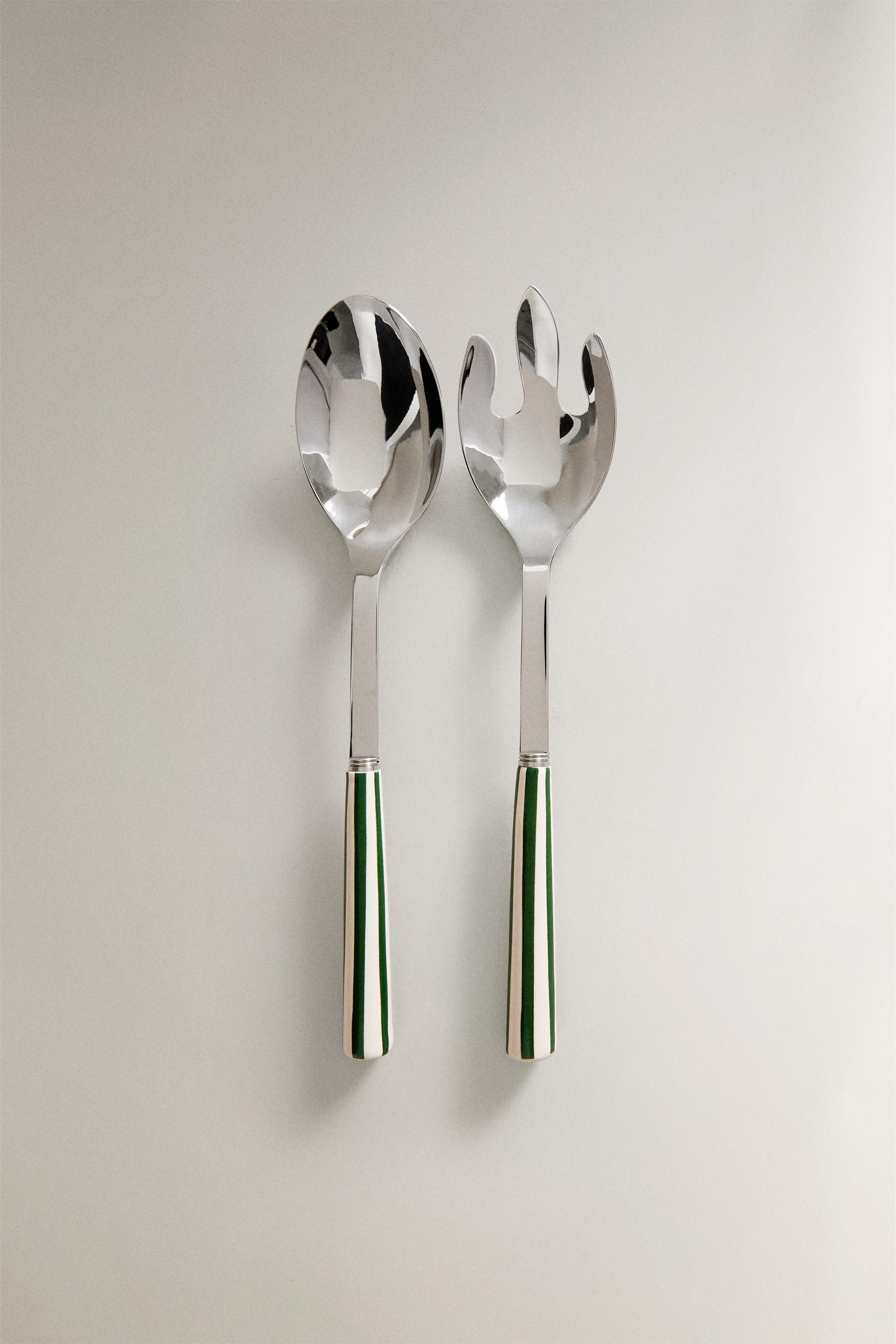 SALAD FLATWARE SET WITH CERAMIC HANDLE (SET OF 2)