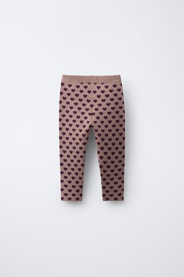 LEGGING EN MAILLE À CŒURS - Rose de Zara - Image 1