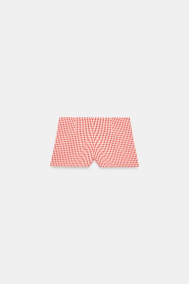 GINGHAM SKORT WITH SLIT - Orange by Zara - Image 5