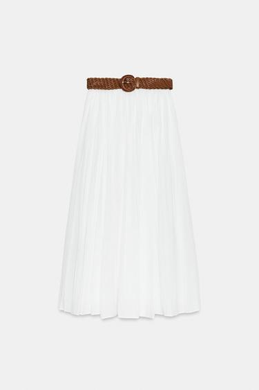 BELTED MIDI SKIRT - White by Zara - Image 6