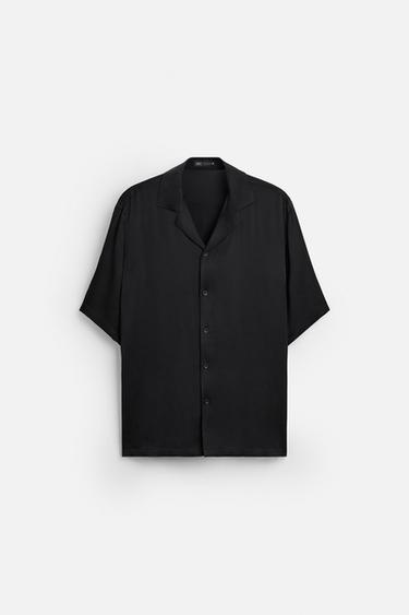 CHEMISE RELAXED FIT SATINÉE - Noir de Zara - Image 6