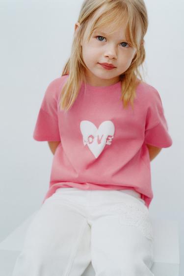T-SHIRT IMPRIMÉ À INSCRIPTION EN RELIEF - Rose foncé de Zara - Image 4