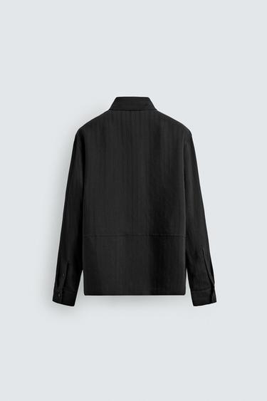 STRIPED FLOWING SHIRT - Black by Zara - Image 7