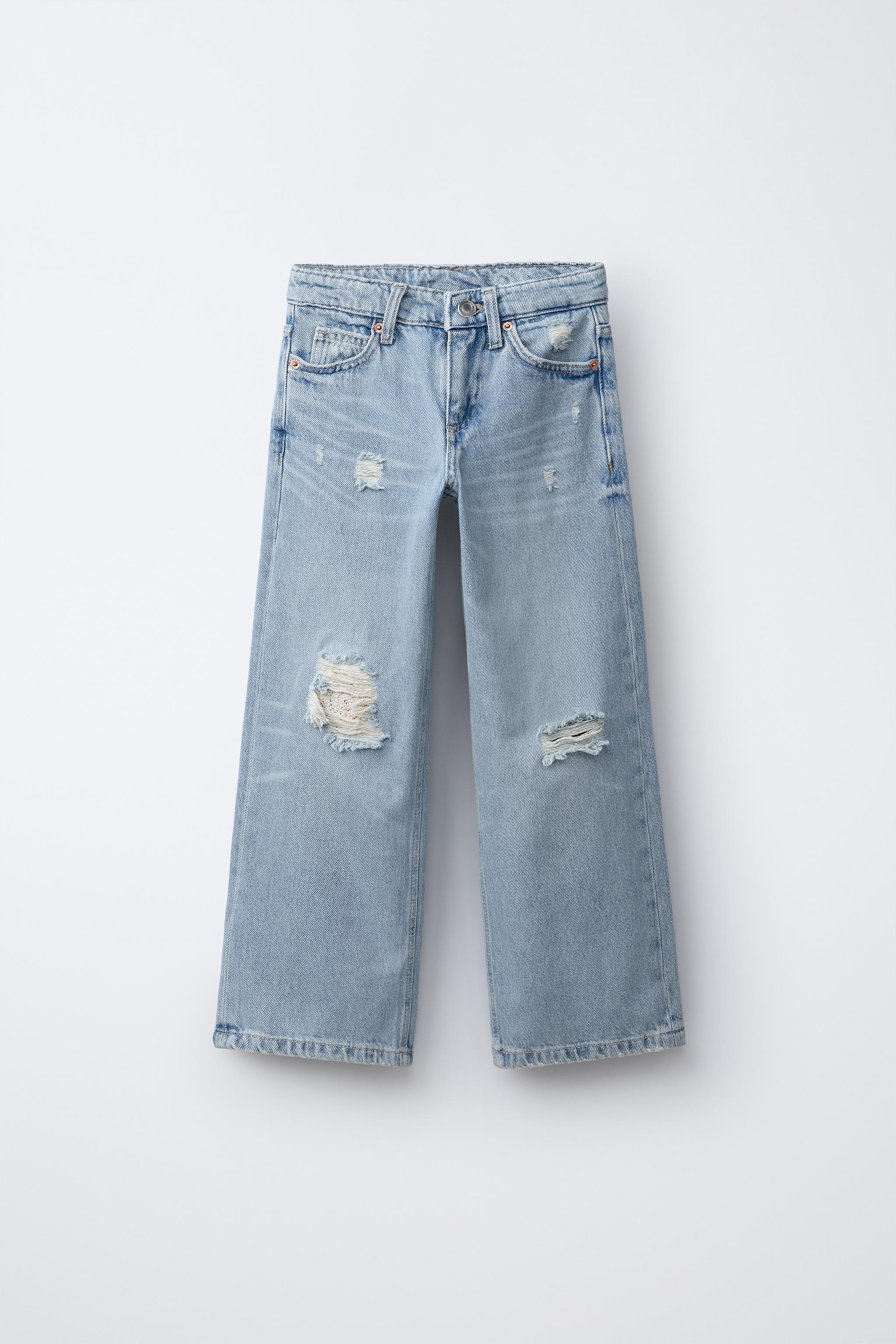 CROCHET WIDE LEG JEANS - Blue | ZARA Canada