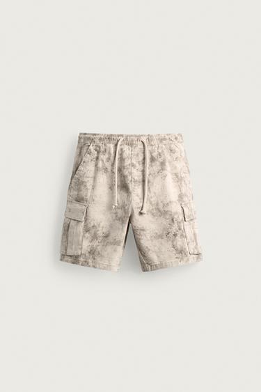 BERMUDA CARGO RELAXED FIT LAVADO - Estampado de Zara