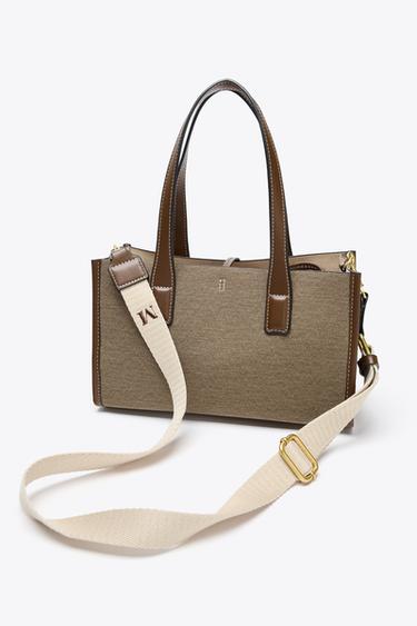 WOVEN TOTE BAG - Taupe Grey by Zara - Image 8