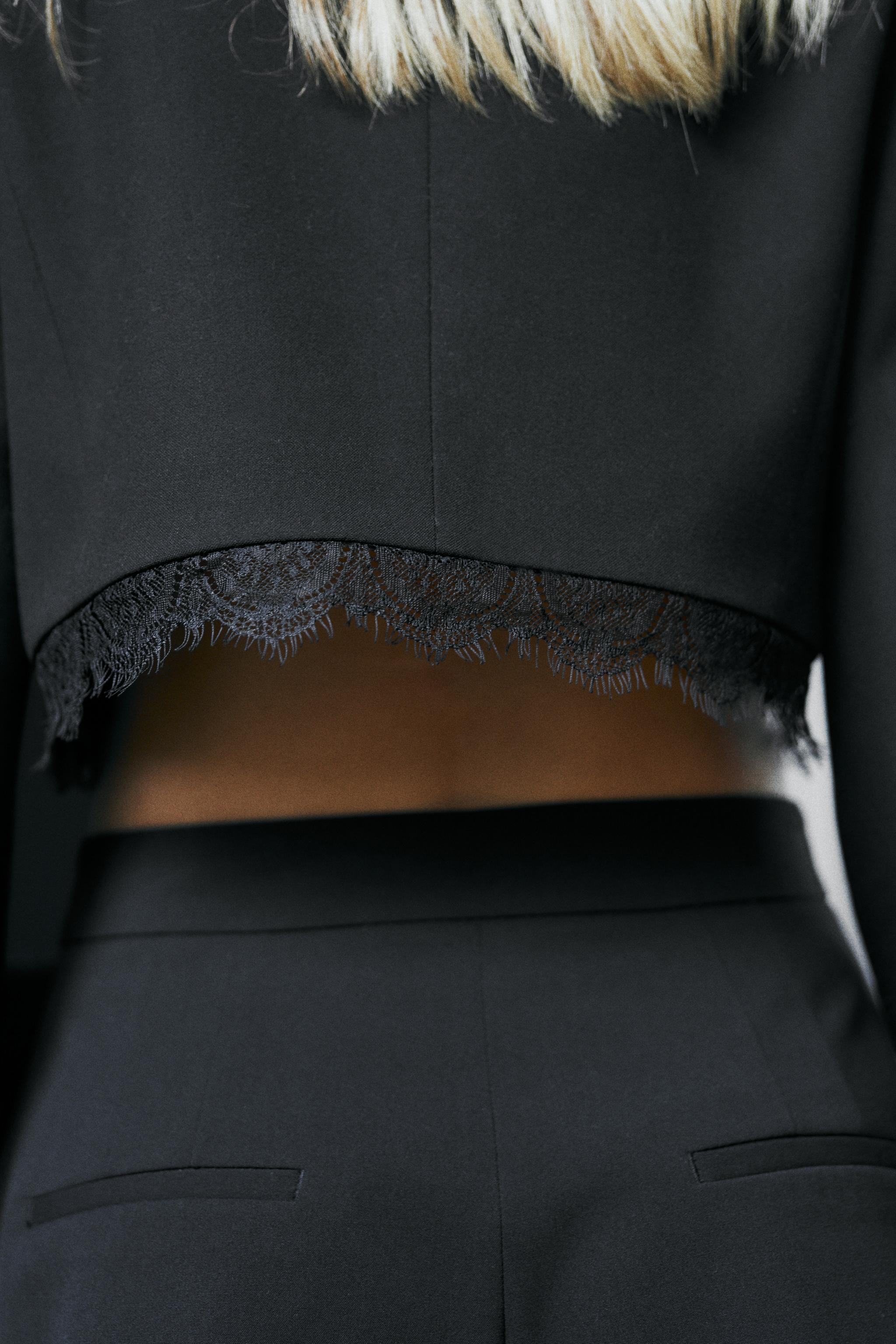 DANTEL DETAYLI CROP BLAZER - Görsel 5