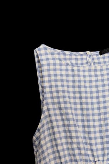 VESTIDO MIDI CUADRO VICHY - Azul / Blanco de Zara