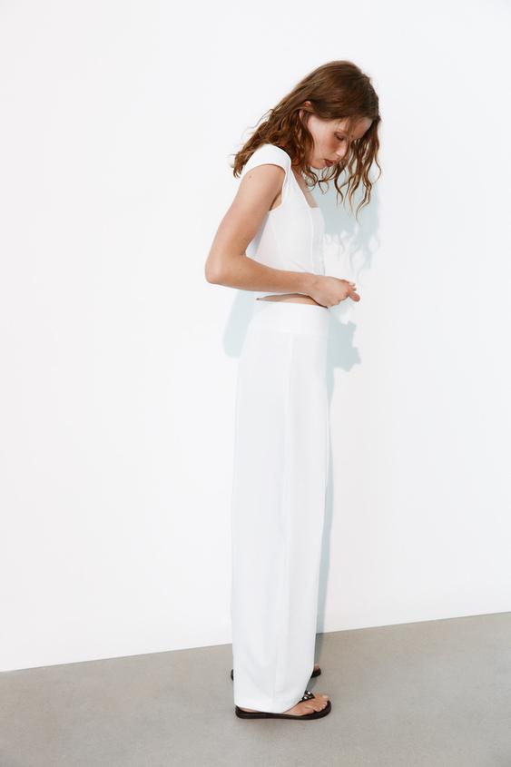 PANTALON BALLON À PLIS - Blanc de Zara - Image 3