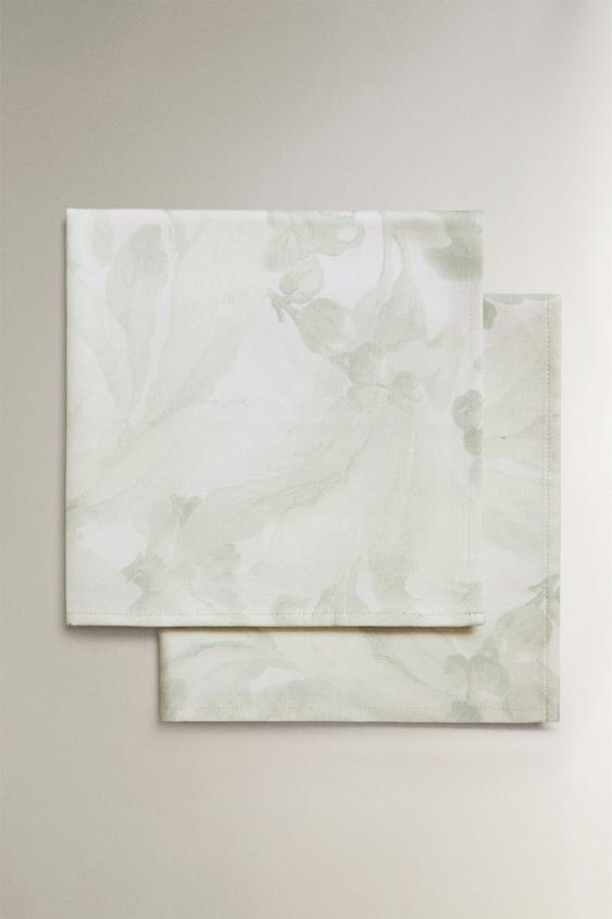 PLANT PRINT NAPKIN PACK (PACK OF 2) - مخضر الخاص بـ Zara - صورة 0