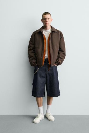 TECHNICAL QUILTED JACKET WITH CONTRAST PRINT - Tobacco Brown by Zara