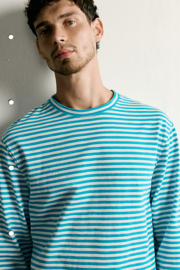 REGULAR FIT JACQUARD SLUB STRIPE T-SHIRT