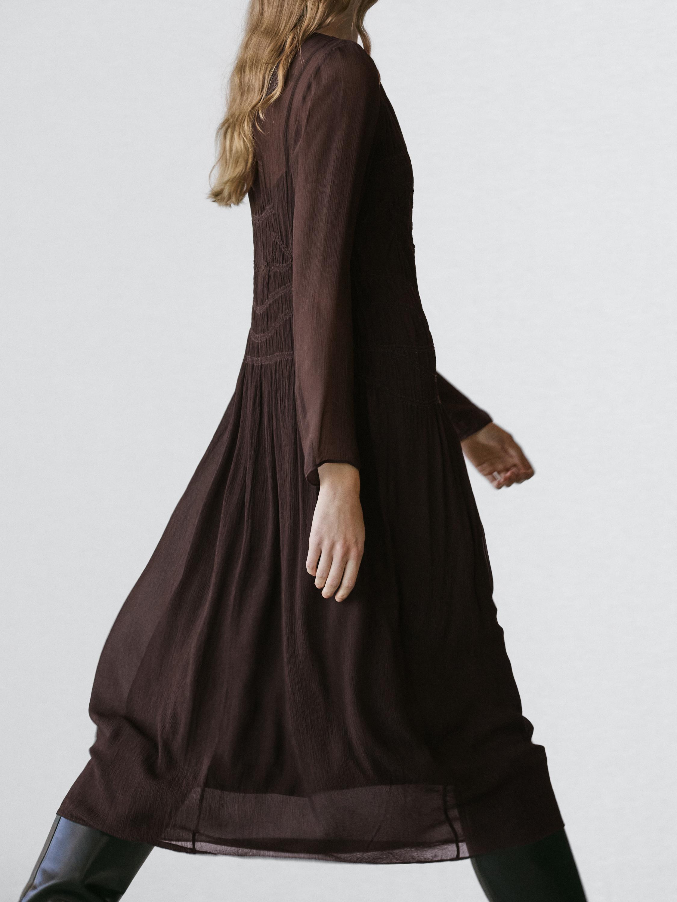 Flowing midi dress with gathered detail