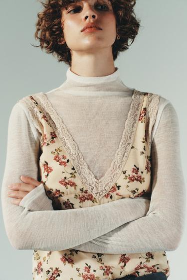 FLORAL LACE TOP - Beige by Zara - Image 2