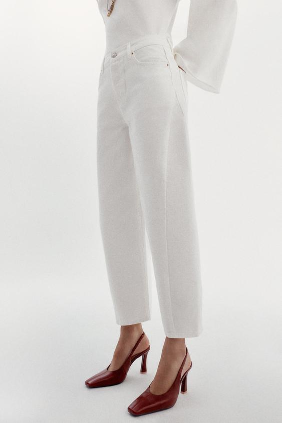 Z1975 HIGH-WAIST BARREL JEANS - White by Zara - Image 1