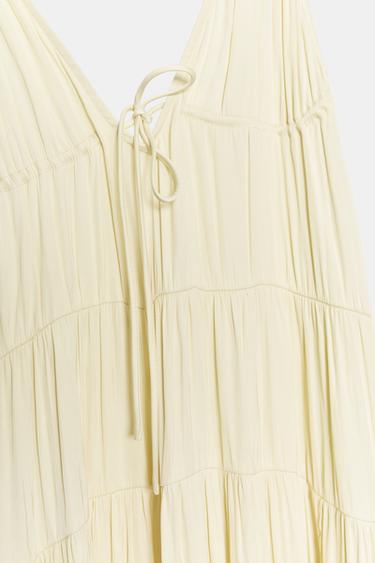 ROBE LONGUE SATINÉE À PLIS - Jaune clair de Zara - Image 7