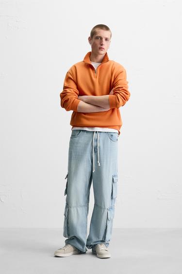 BASIC QUARTER ZIP SWEATSHIRT - Orange by Zara - Image 0