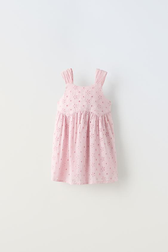 EMBROIDERED DRESS Pink ZARA Ireland