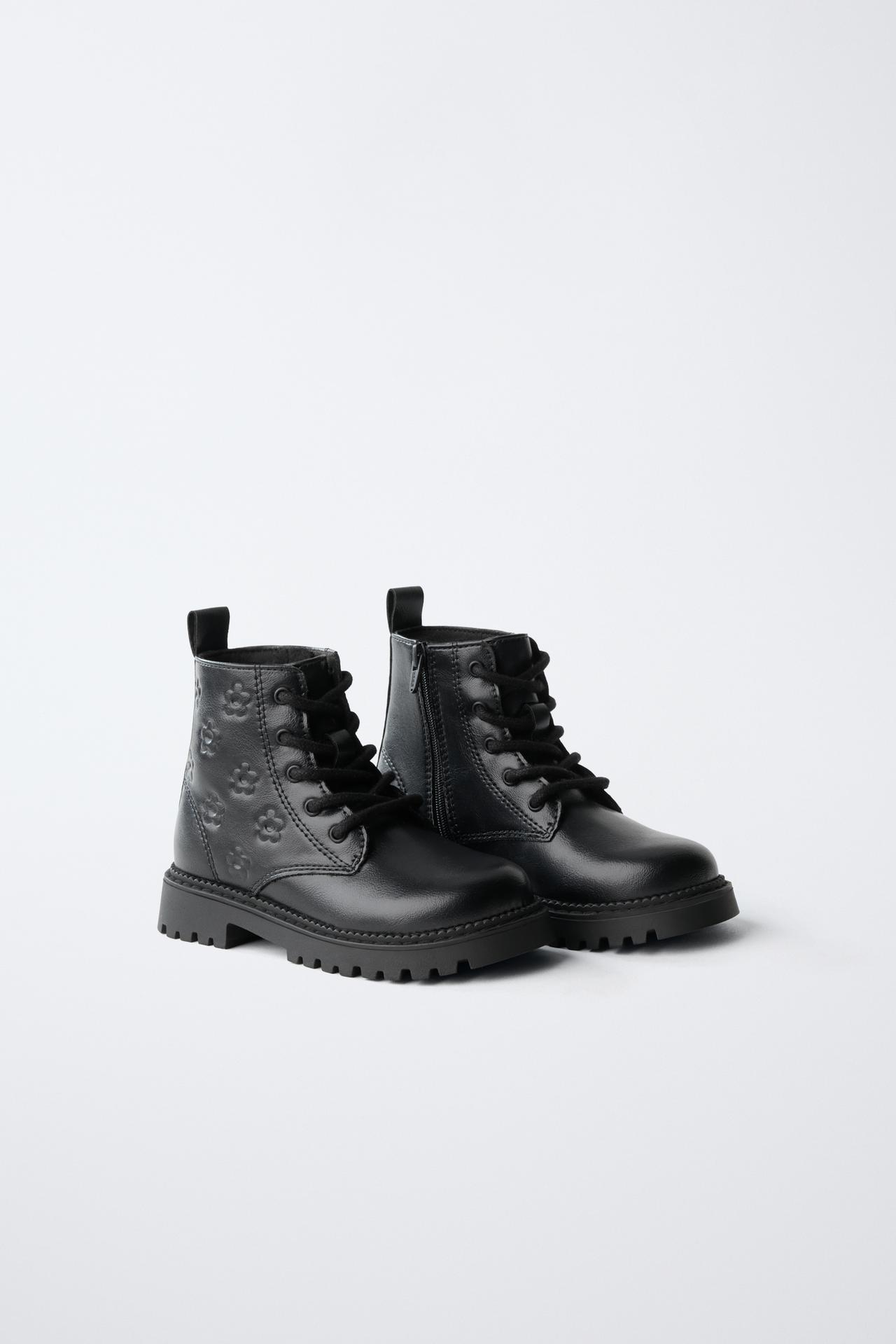 FLORAL BOOTS — Black