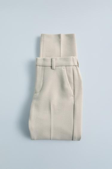 Zara COMFORT SUIT PANTS - Beige