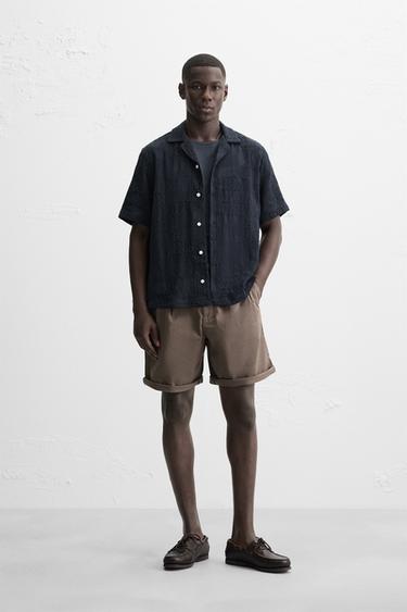 RELAXED FIT JACQUARD SHIRT - Navy blue by Zara - Image 0