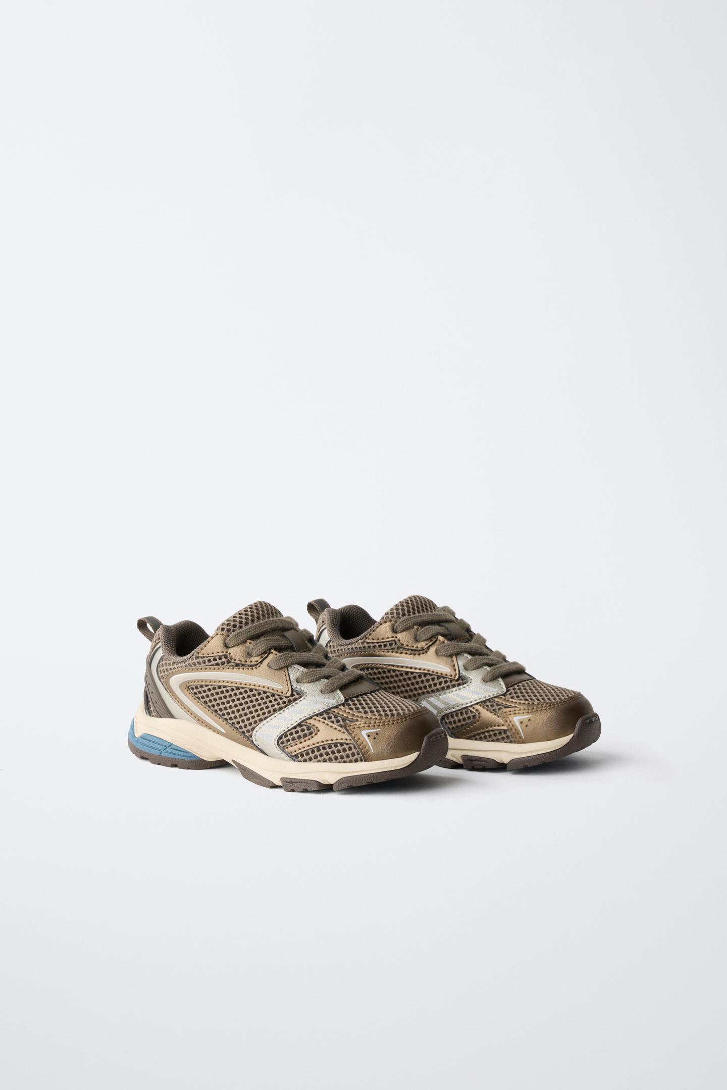Детские кроссовки Zara Metallic, цвет: Бронзовый — фото 2