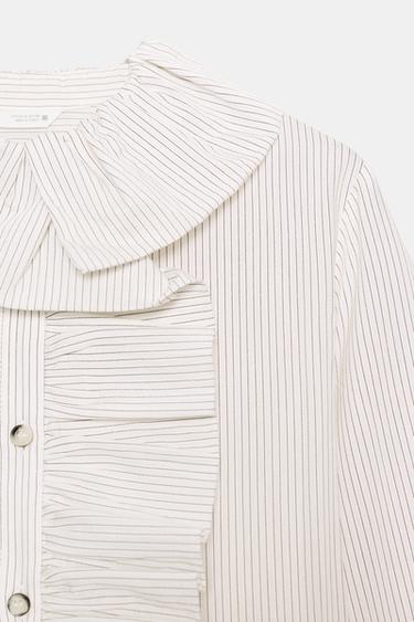 STRIPED SHIRT WITH RUFFLES - Black / White by Zara - Image 8