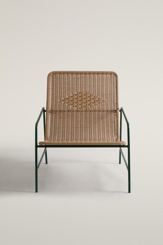 WOVEN OUTDOOR CHAIR WITH GEOMETRIC DETAIL - Brown / Green by Zara - Image 0