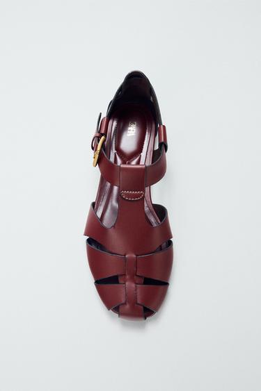 Zara FLAT FISHERMAN SANDALS - Red