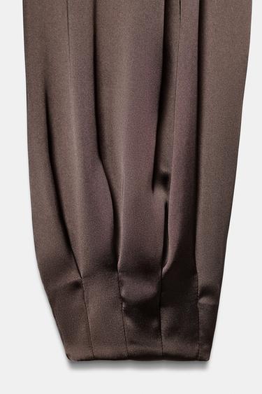PANTALON BLOUSANT SATINÉ - Marron de Zara - Image 10