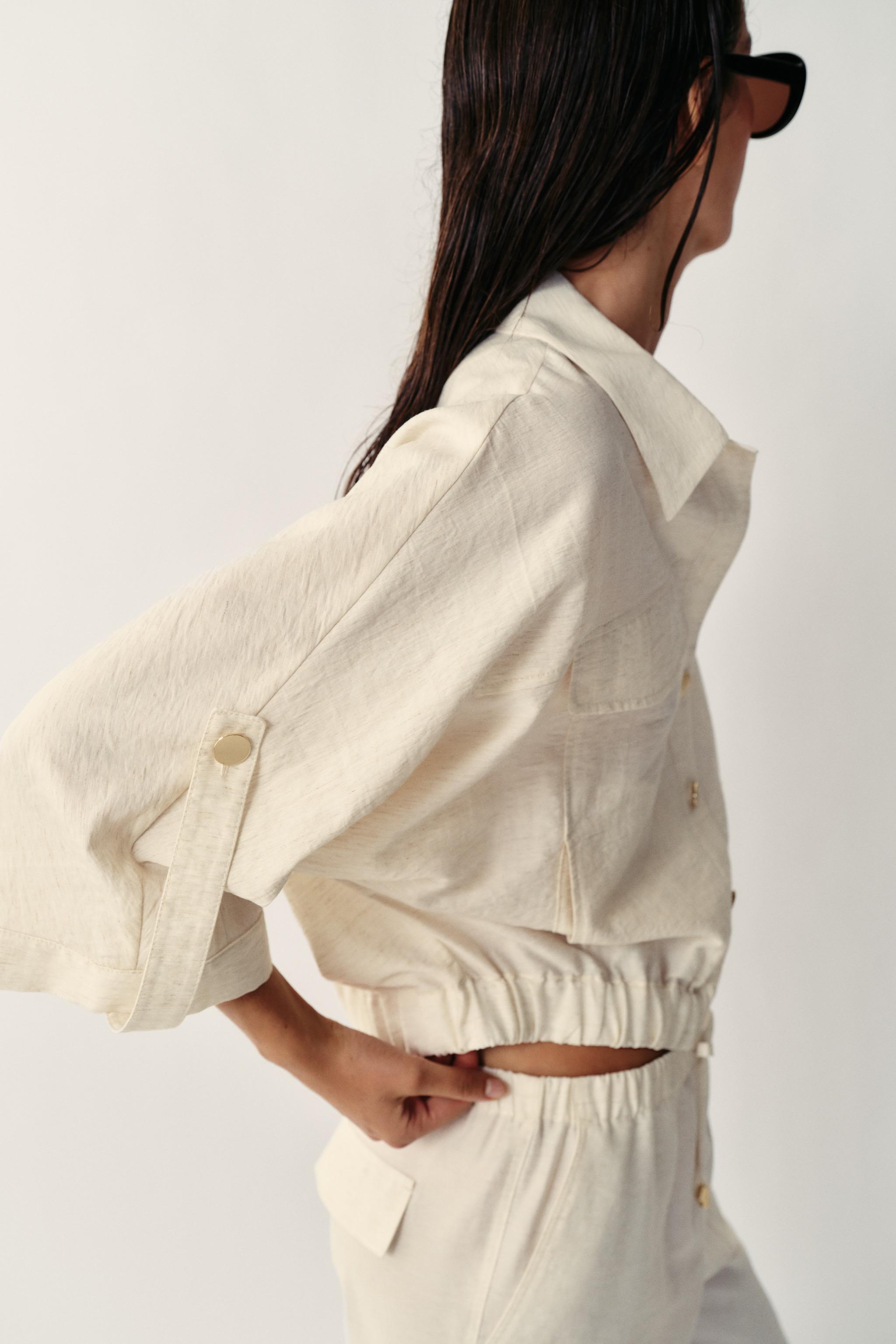 Женские блузки Zara ROLL-UP SLEEVE SAFARI BLOUSE — фото 4
