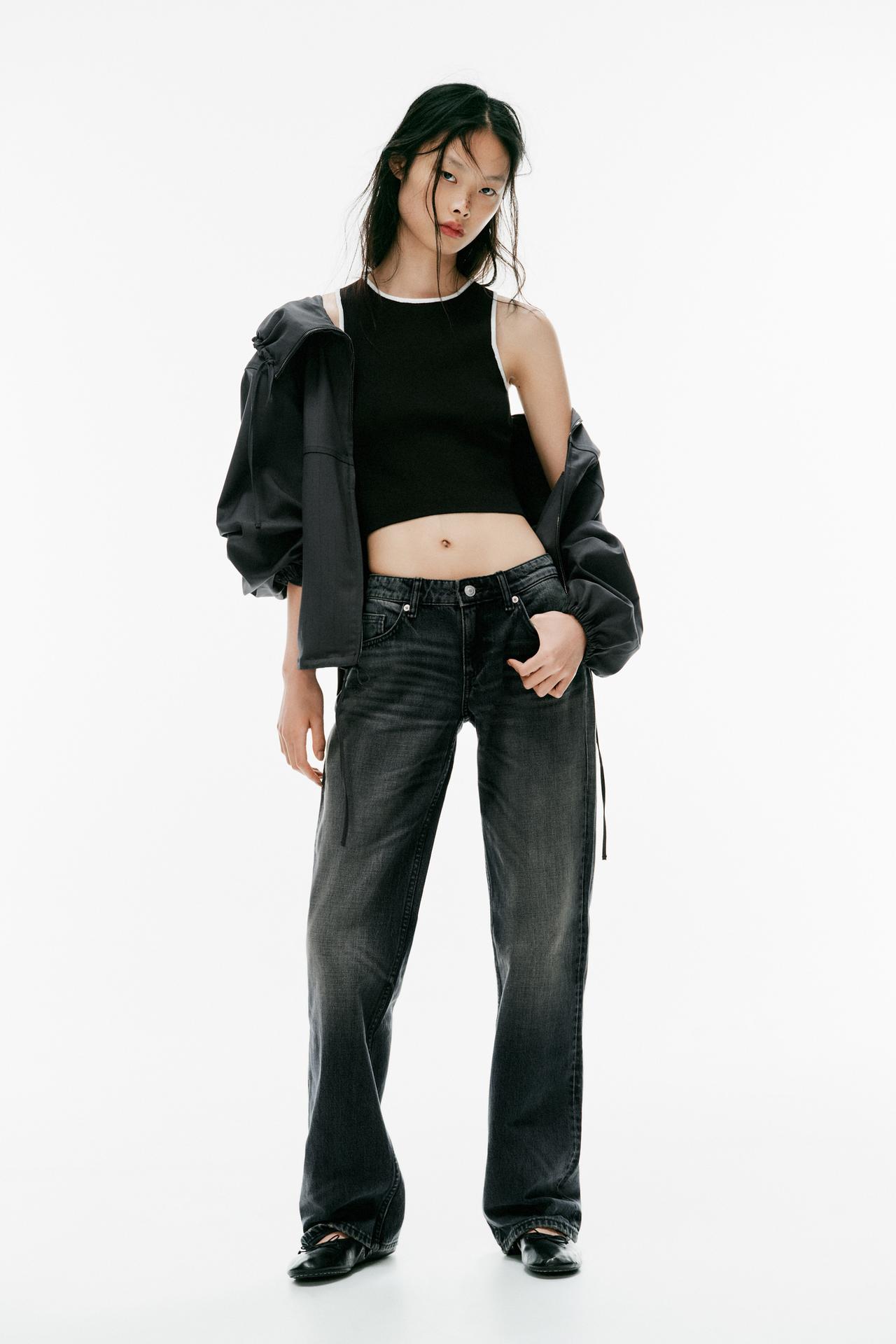 CONTRAST TRIM KNIT TOP — Black