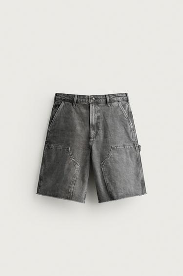 RELAXED FIT CARPENTER BERMUDA SHORTS - Dark grey by Zara