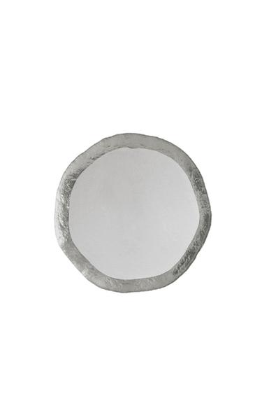 RAISED GLASS DESSERT PLATE WITH SILVER RIM - Silver by Zara