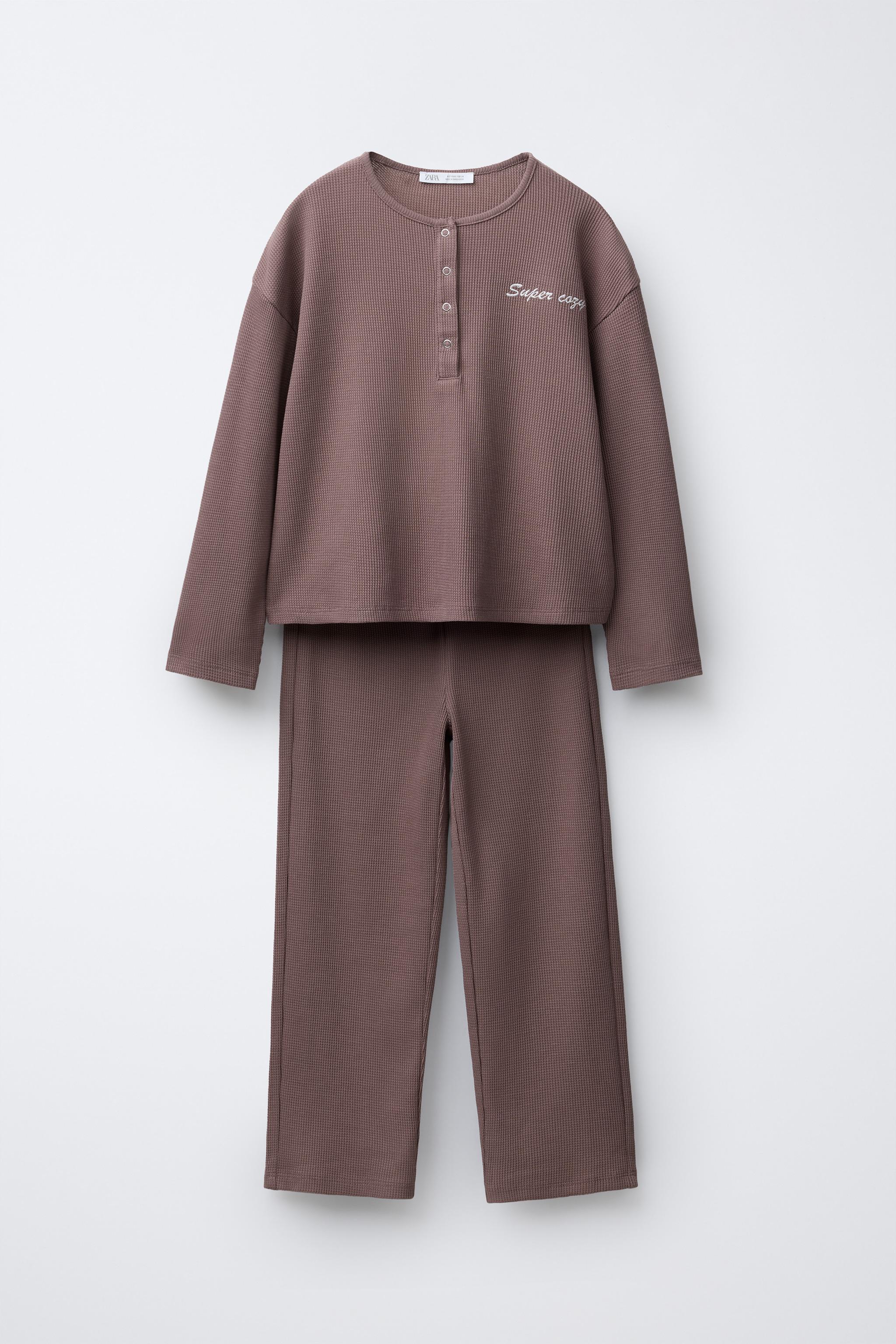パジャマ6 6-14歳/刺繍入りワッフルパジャマ - ダークパープル | ZARA Japan / 日本