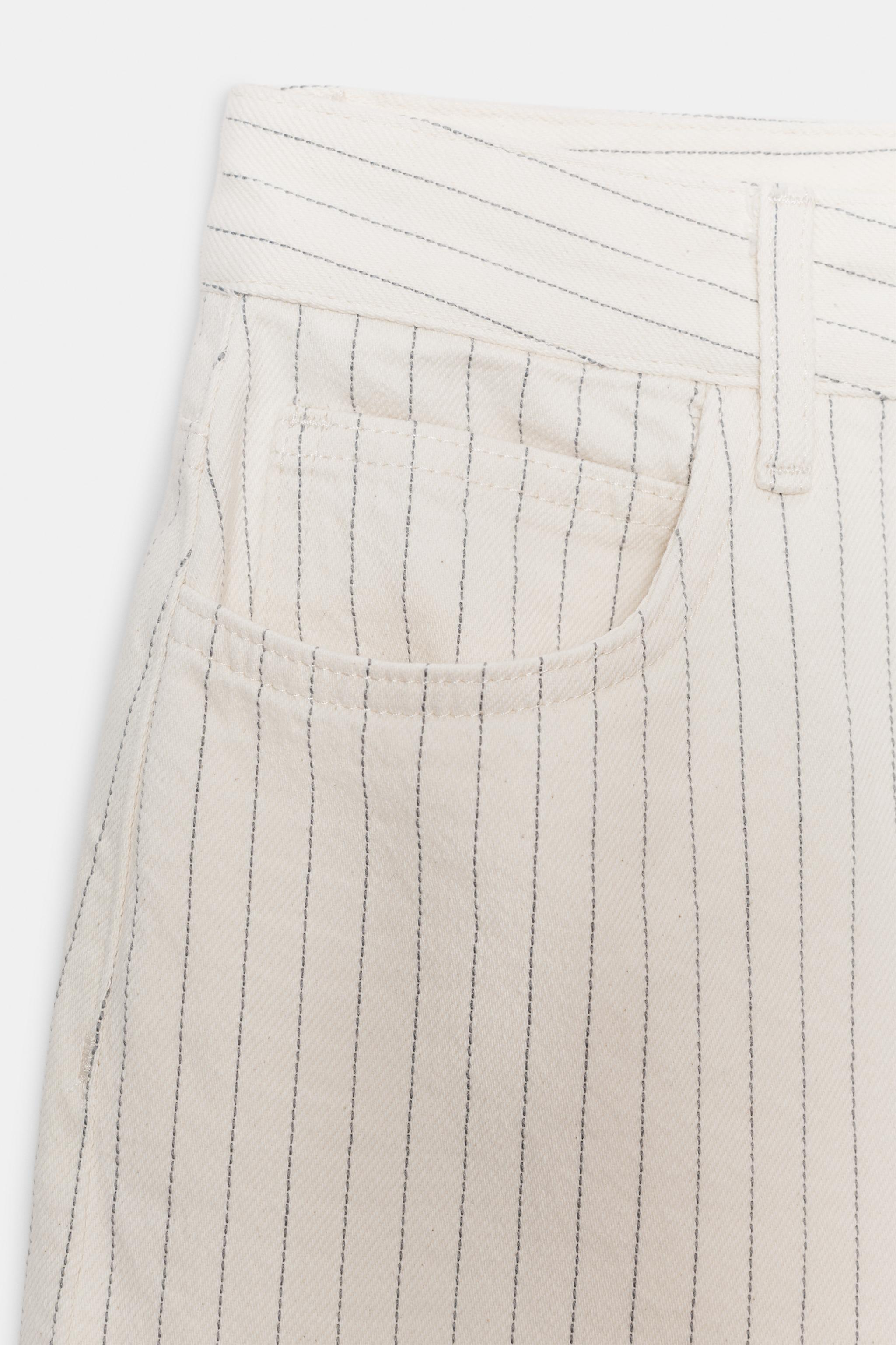 ZW COLLECTION HIGH-WAIST STRIPED WIDE-LEG JEANS