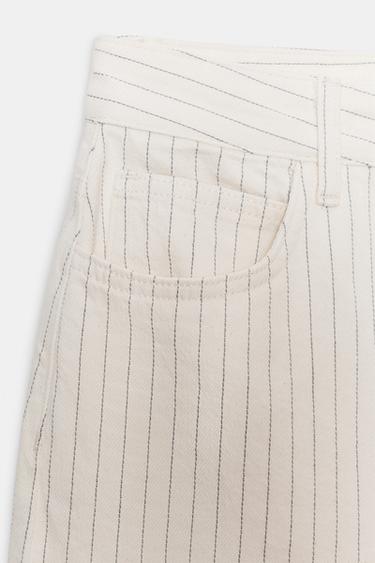 ZW COLLECTION HIGH-WAIST STRIPED WIDE-LEG JEANS - Ecru by Zara - Image 8