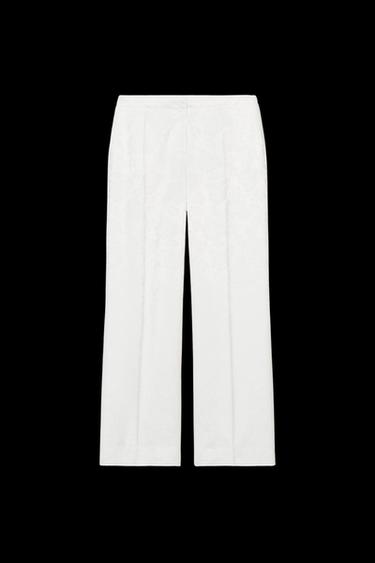 WIDE JACQUARD TROUSERS - Oyster-white by Zara - Image 0