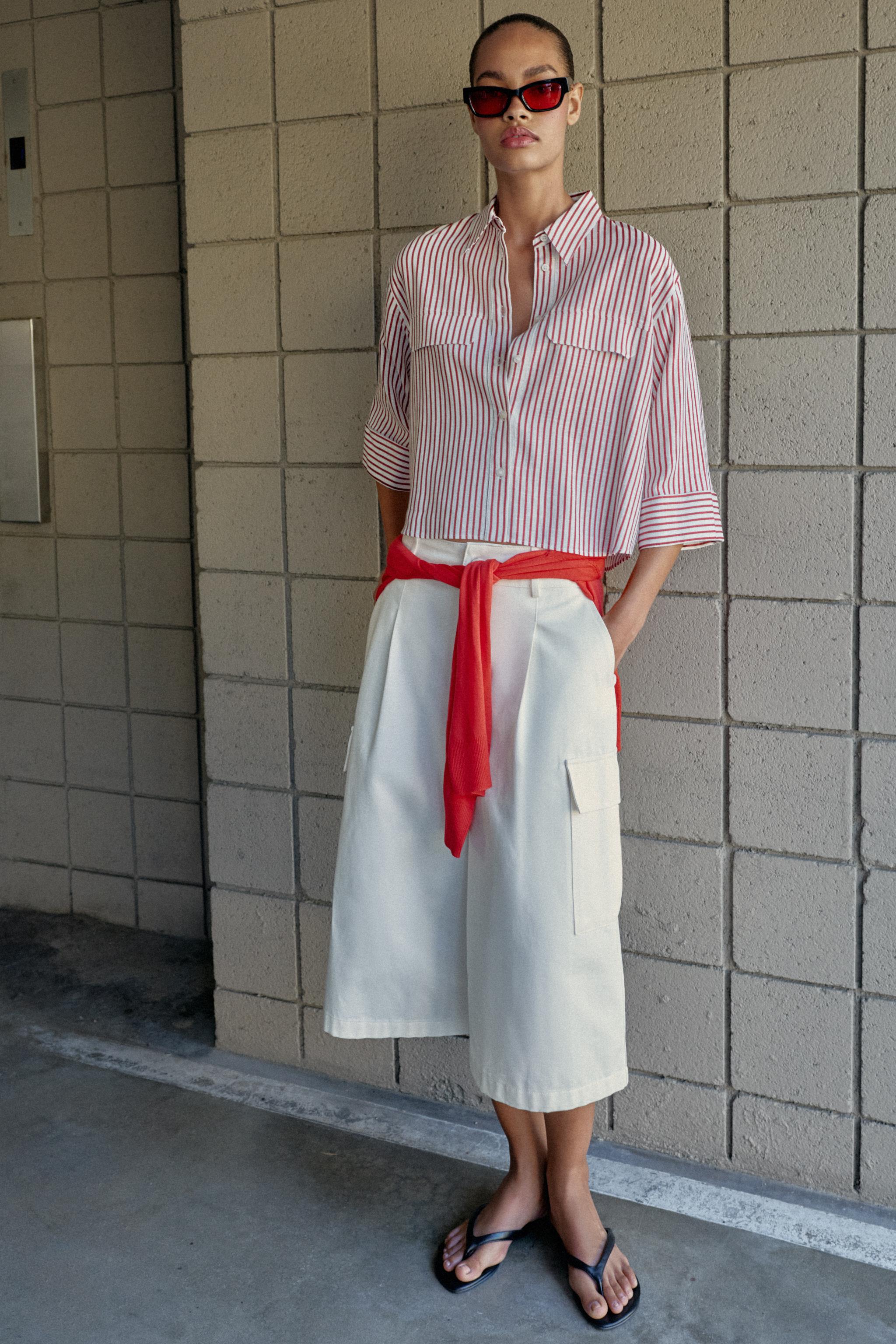 リネン混ストライプシャツ - ストライプ | ZARA Japan / 日本