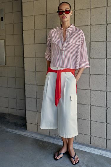 РУБАШКА В ПОЛОСКУ ИЗ ЛЬНА — Полоски от Zara — изображение 0