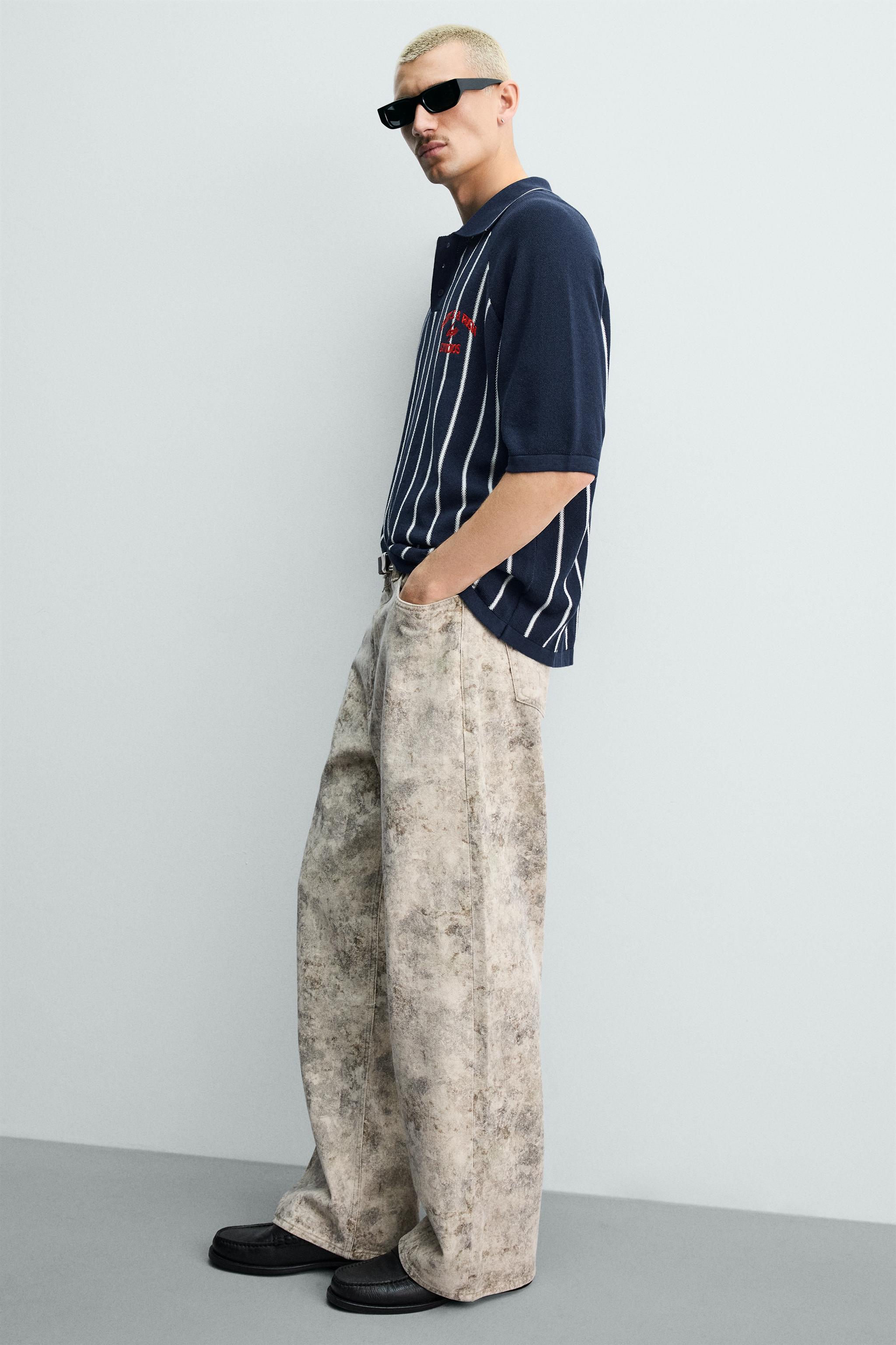 KNIT STRIPED POLO SHIRT WITH EMBROIDERED PATCH