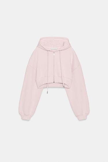 CROPPED HOODIE - Pale pink by Zara