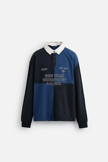 COLOUR BLOCK EMBROIDERED POLO SHIRT - Black by Zara - Image 6