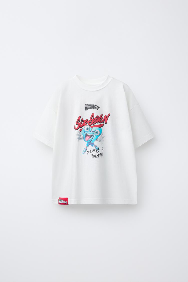 Camiseta estampada six seven skifidol italian brainrot