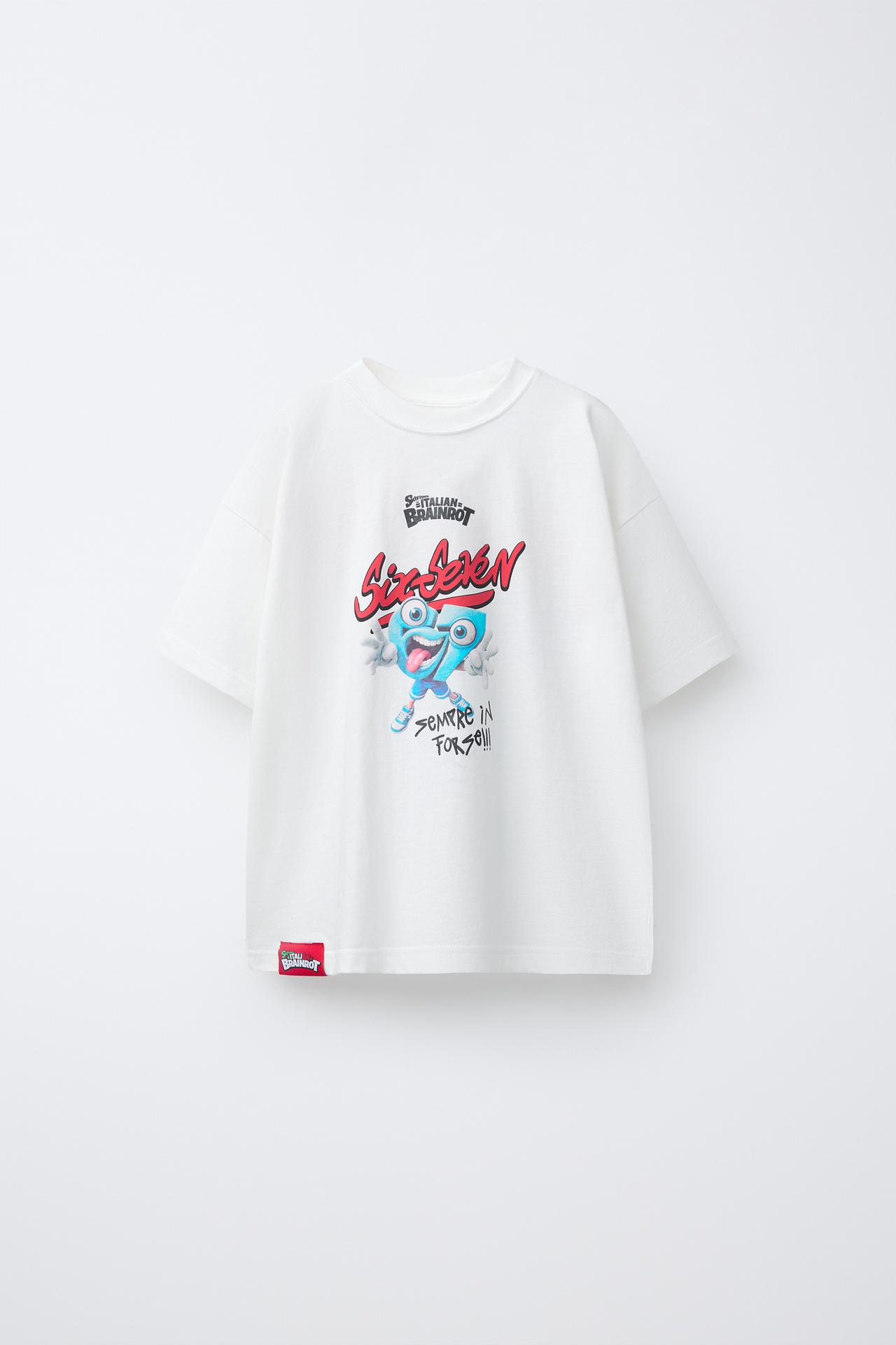SIX SEVEN SKIFIDOL ITALIAN BRAINROT™ PRINTED T-SHIRT — White