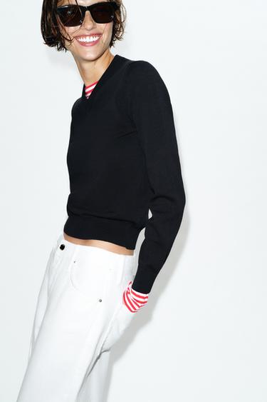 STRIPED COMBINED KNIT JUMPER - Navy blue by Zara - Image 5