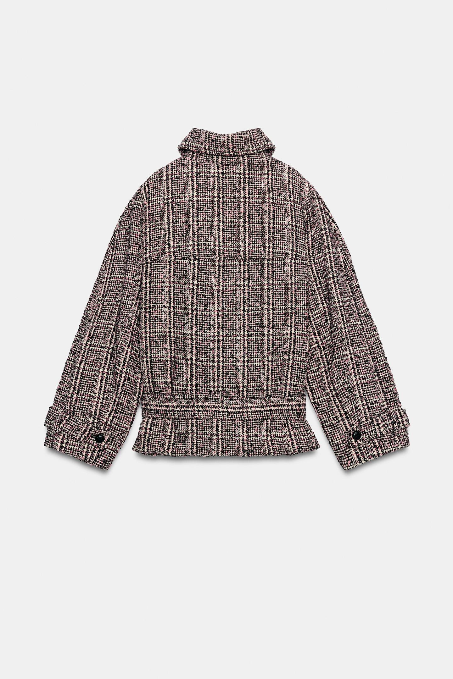 Женская куртка Zara Structured Jacket with Belt, цвет: Розовый / Белый — фото 9