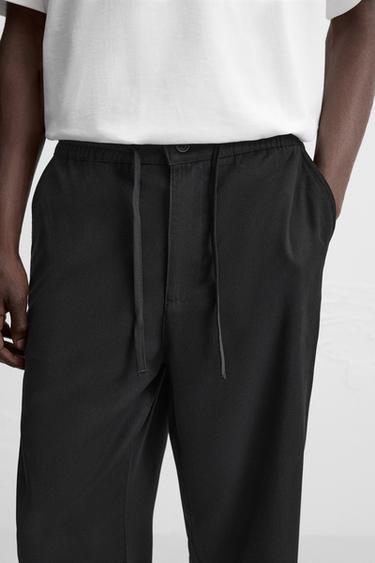 REGULAR FIT LYOCELL - VISCOSE TROUSERS - Black by Zara - Image 3